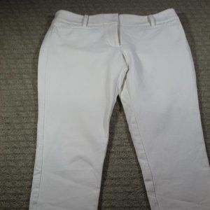 Loft Julie Size 2 Mid Rise Straight Leg Cuffed White Pants